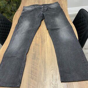 Nudie Grim Tim 36 by 32 Taken up to a 30 Length Concrete Black